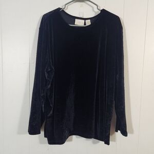 Vintage Elisabeth Claiborne Black Rose Velour Long Sleeve Size 2x